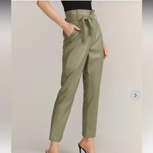 Gilli Sage Green Tie-Waist Faux Leather Pants